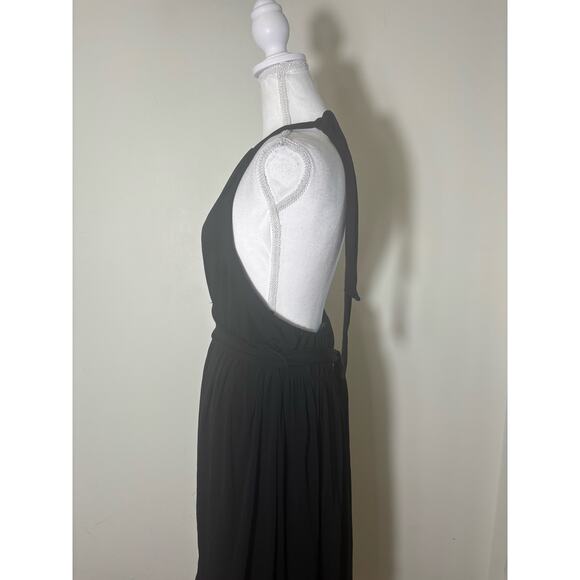 BCBG Black Backless Halter Midi Dress Sz M - Picture 2 of 3